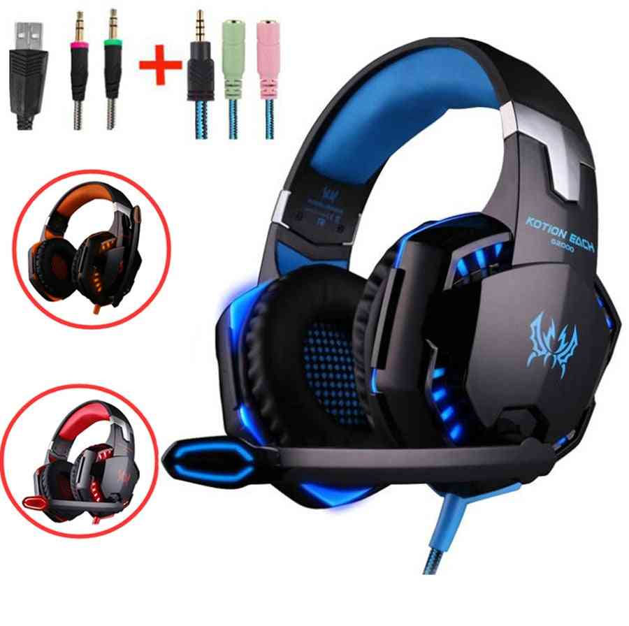 Gaming Headsets With Led Light And Mic-stereo Earphones With Deep Bass