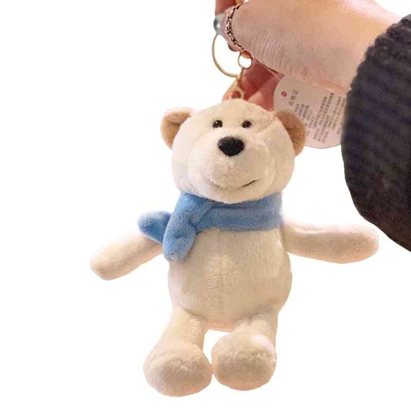 Cute Cartoon Animal Plush Toy- Backpack Keychain 15cm Wearing Scarf Polar Bear Bow Tie Teddy Bear Small To Friends