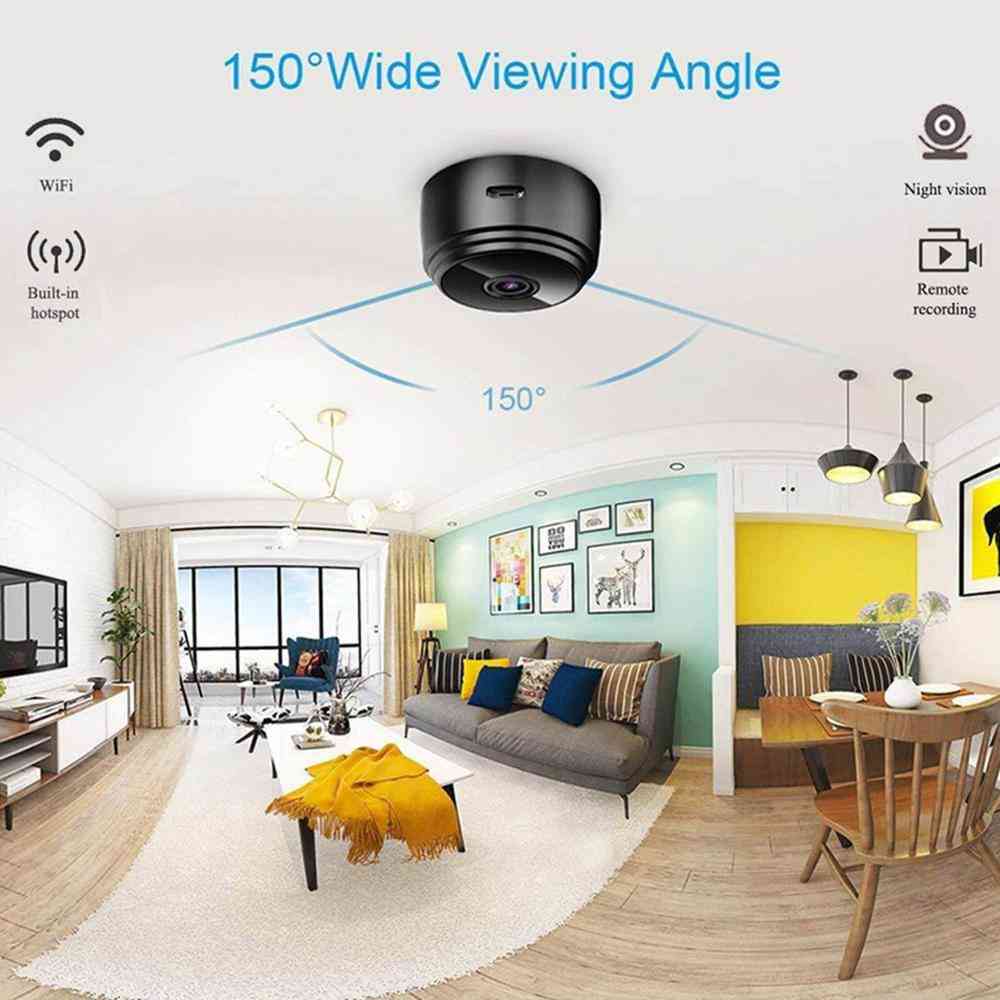 Mini hem-säkerhetskamera-a9 1080p hd, wifi ir nattvision videokamera 360 graders fäste telefon-app-contron ip kamera sq20 - a9