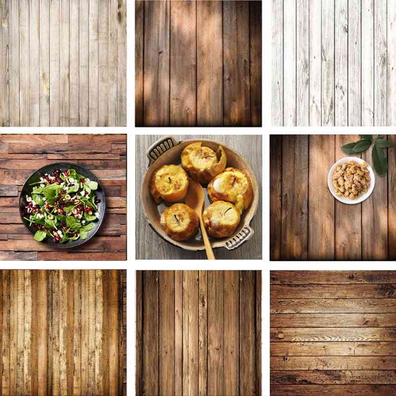 Retro Wood Board Backdrop Food Photography Background Texture Studio Video Photo Backgrounds Props Decoration 60x60cm