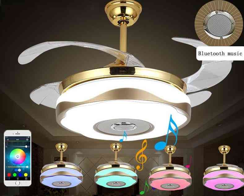 Modern Alloy Acryl Abs Bluetooth - Musical Ceiling Fan With Led Lamp