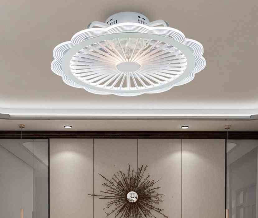 Ventilador de techo de hierro pintado en blanco minimalista moderno, luz decorativa de cristal - 1