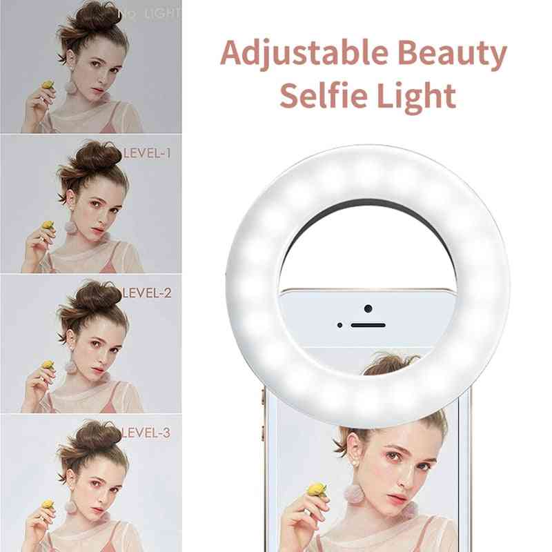 Aktualisiert 3200k-6500k 40 LED-Lampen Selfie Ring Licht für iPhone andriod Vlog mit USB-Ladegerät - schwarz
