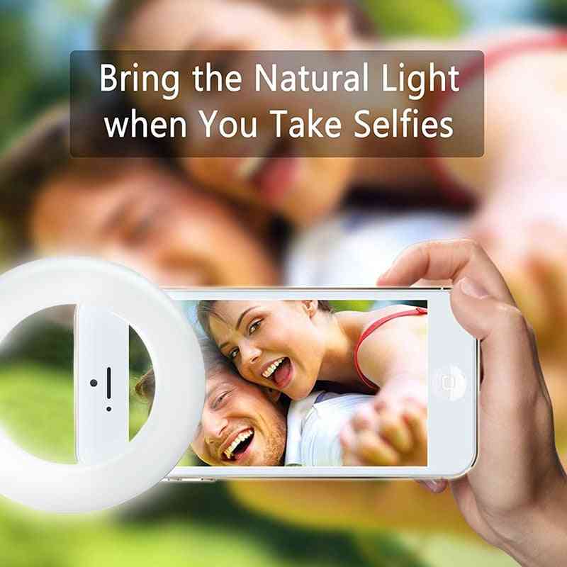 Bijgewerkt 3200k-6500k 40 led-lampen selfie ringlicht voor iphone andriod vlog met usb-oplader - zwart