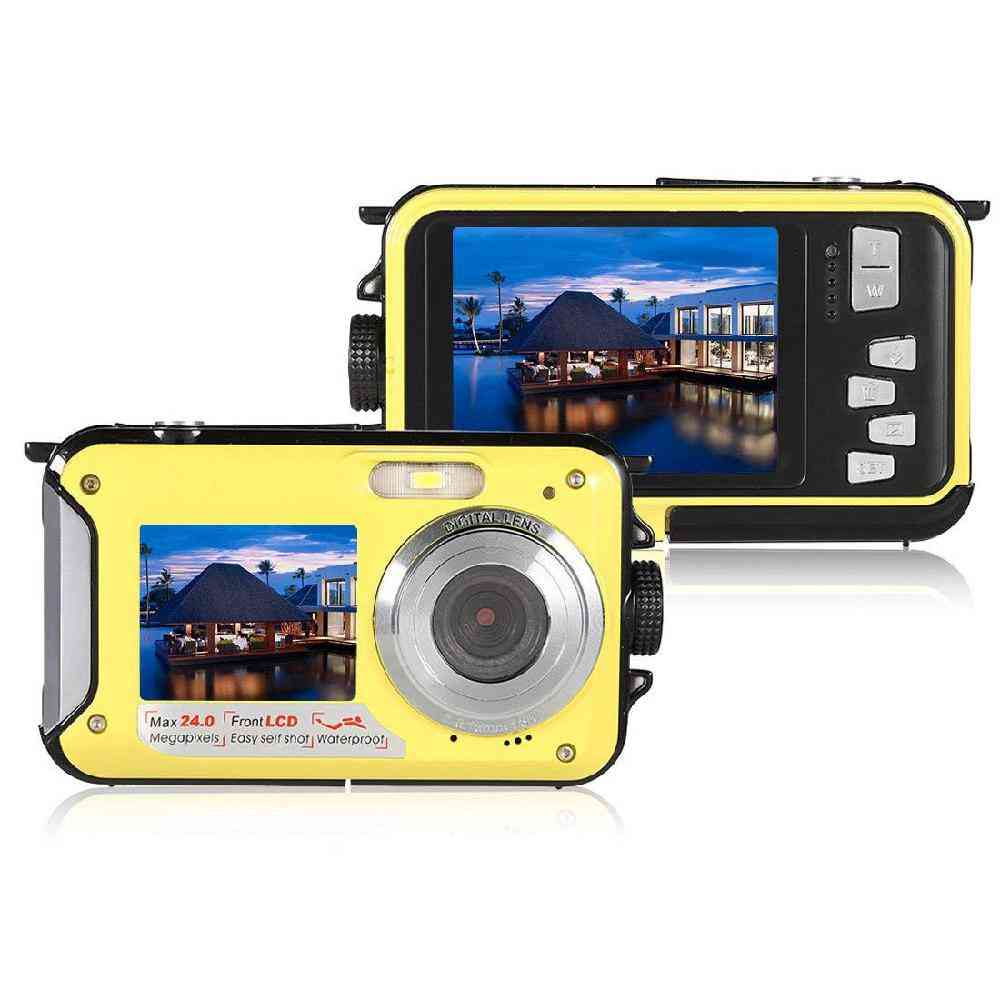Vodotesný digitálny fotoaparát s dvojitým displejom, rozlíšením Full HD, 24 MP a