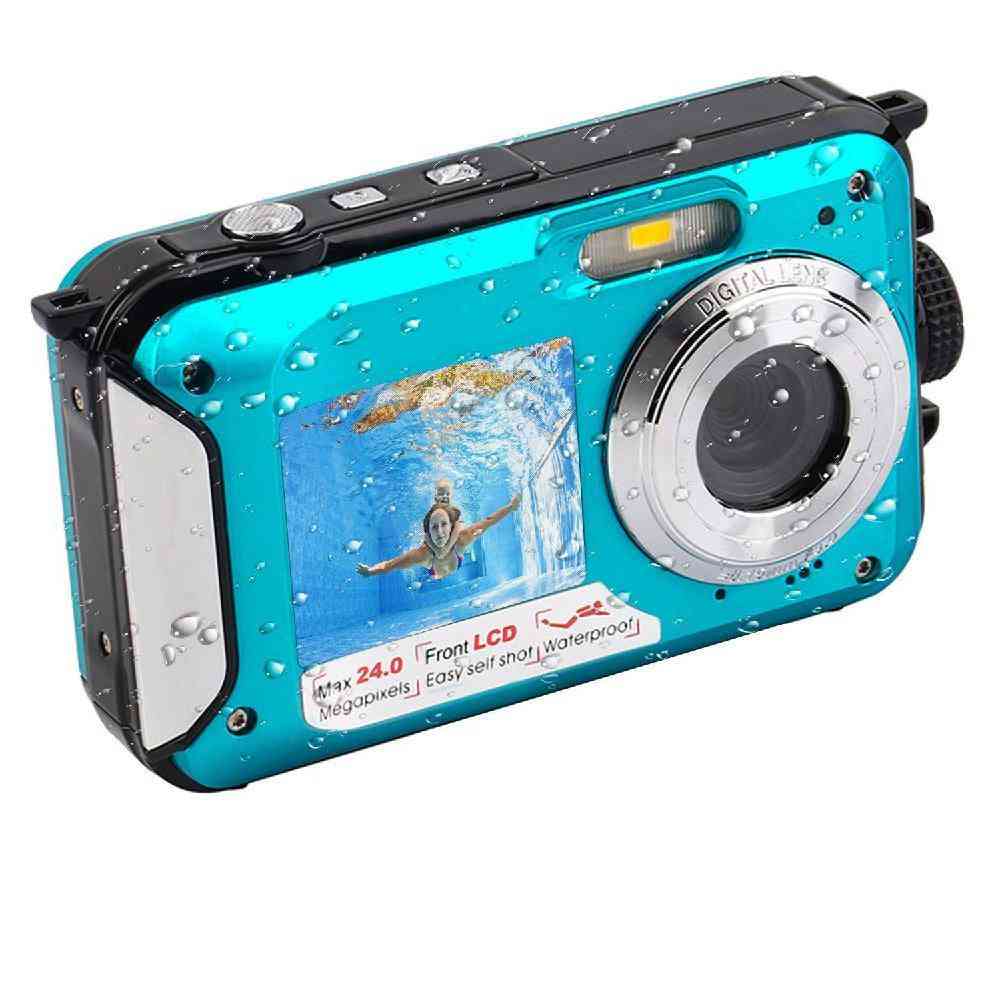Vandtæt-digitalt kamera fuld-hd undervands-kamera 24 mp videooptager selfie dual-screen dv-optagekamera r29