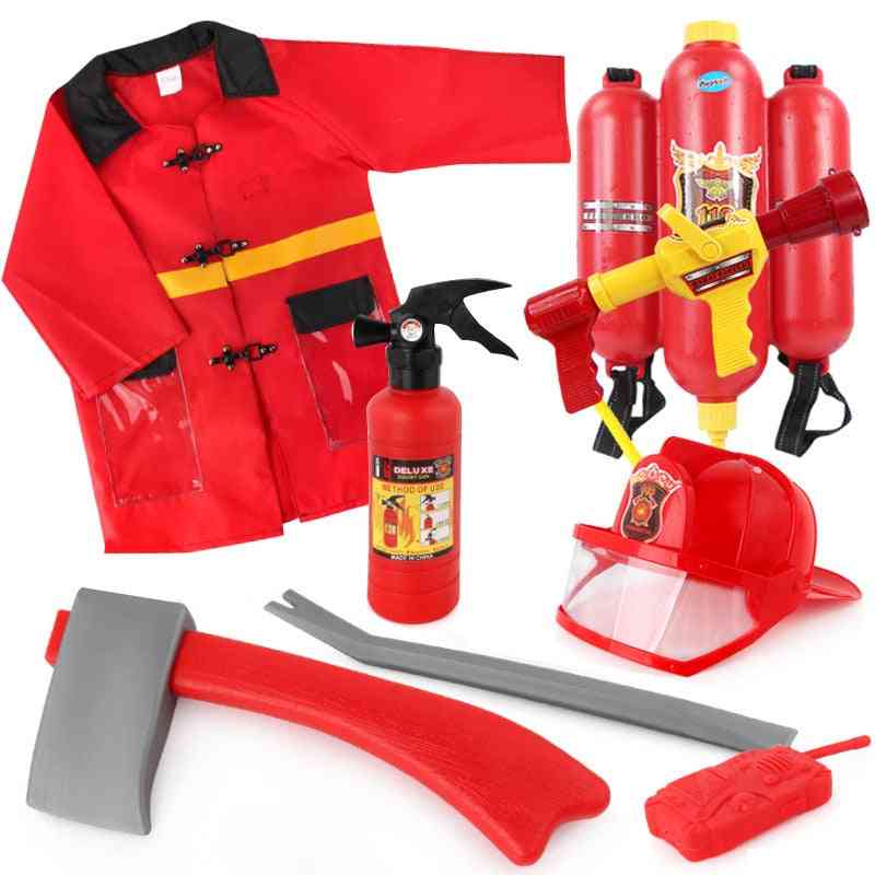 Children Simulation Plastic Pretend Toy- Fireman Cosplay Accessories Sets With Axe And Extinguiher For Kids