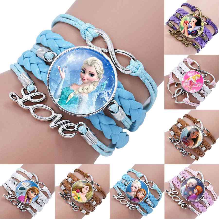 Disney princess styles bambini cartoon braccialetto- frozen elsa bella ragazza accessori di abbigliamento braccialetto bambini giocattoli regali