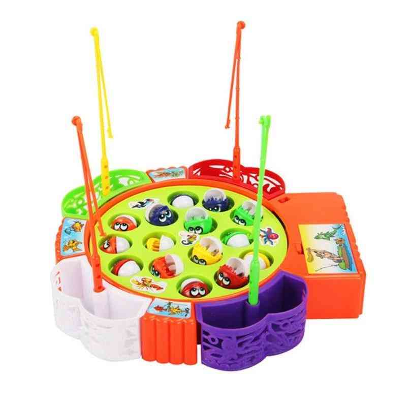 Elektryczna muzyczna obrotowa zabawka wędkarska dla dzieci - tablica magnetyczna do zabawy w ryby - 15 ryb