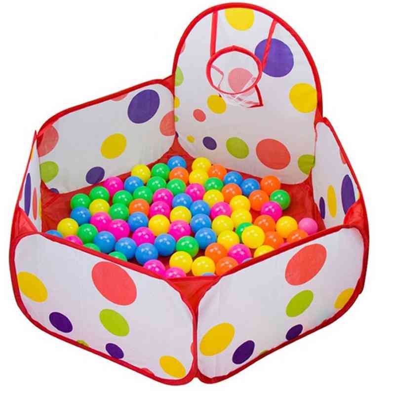 Kids Playpen Baby Ball Pit - Portable Pool Child Play Tent With Basketball Hoop