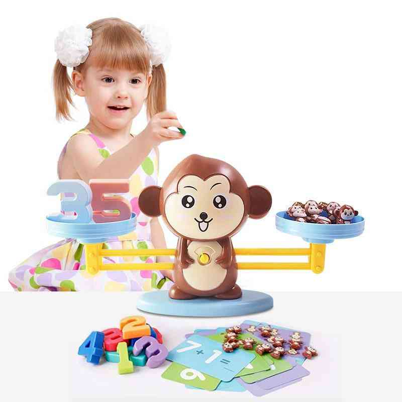 Juguete de balanza de mono, juguetes educativos para niños, equilibrio de aprendizaje temprano de mono, juguetes de matemáticas de iluminación para niños - perro