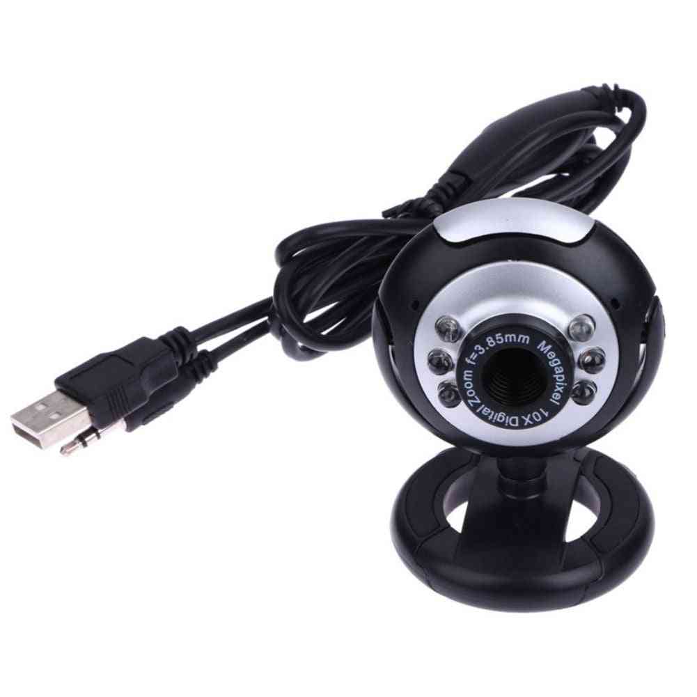 800x600 1.3mp usb + 3.5mm webbkamera 6-ledad nattlampa buit-in mikrofonklämma webbkamera för pc stationär / bärbar dator / dator