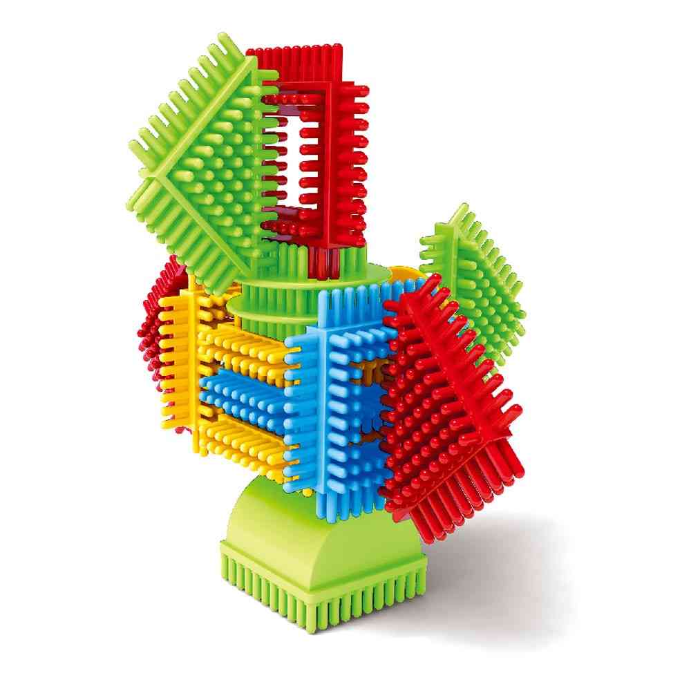 100pcs 3d Bristle Shape Building Blocks Tiles - Construction Playboards For