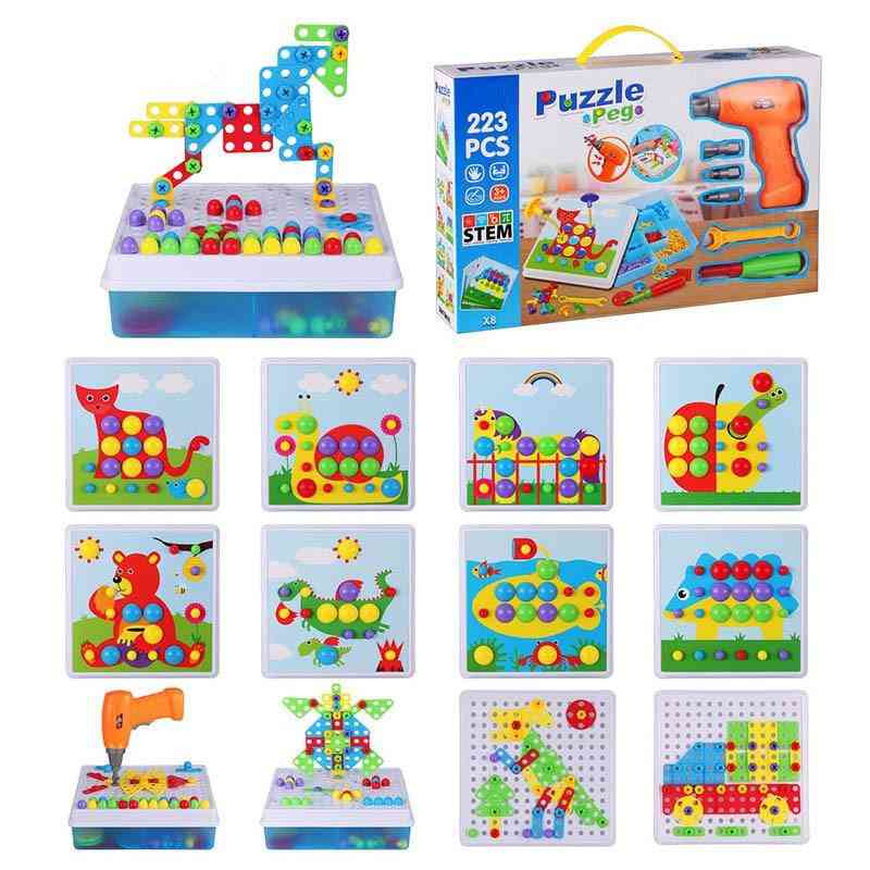 223 pièces perceuse électrique groupe de vis jouet écrou démontage outils d'assemblage ensembles bricolage-3D puzzle enfants éducatifs enfants cadeau -