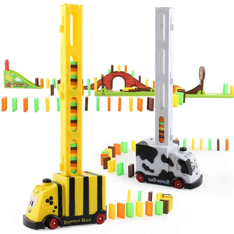 Tog leker domino plast klassiske monterte leker for barn barn domino spill blokker - pedagogisk bursdag / julegave - 1