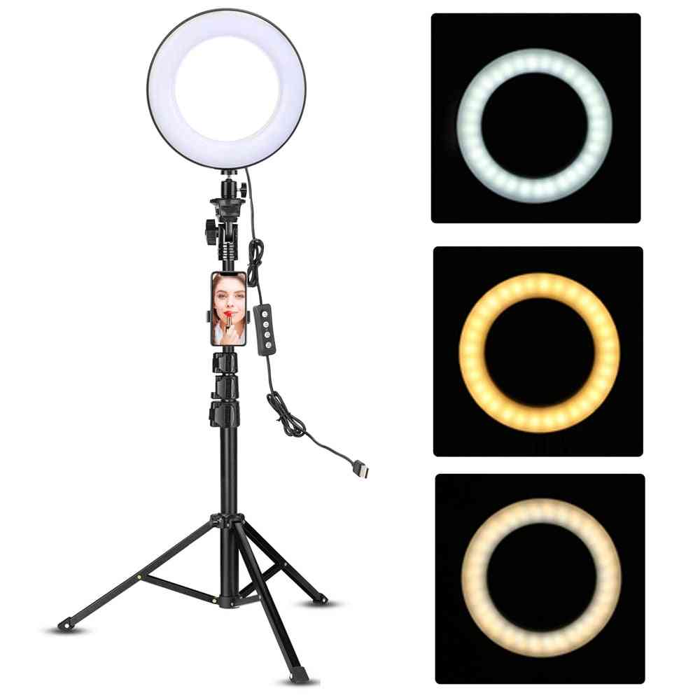 Led Video Ring Light With Tripod Stand, Phone Holder