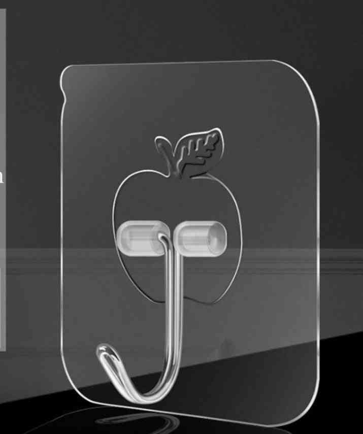 Stainless Steel, Apple Shape Transparent-wall Hook For Kitchen, Bathroom