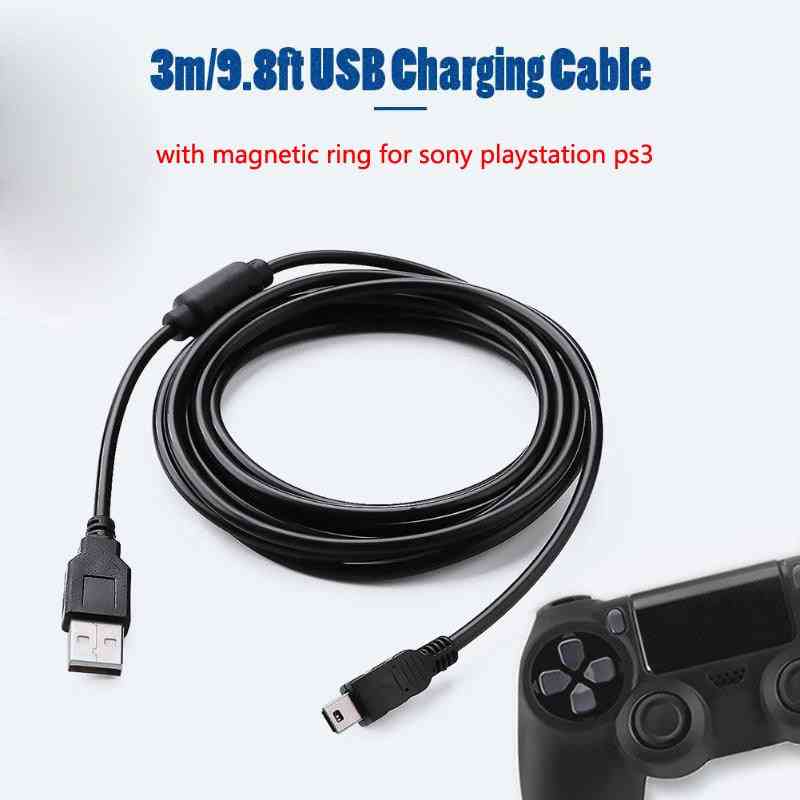 3m / 9.8ft usb кабел за зареждане с магнитен пръстен за ps3 безжичен контролер usb зарядно за sony playstation ps3 аксесоари