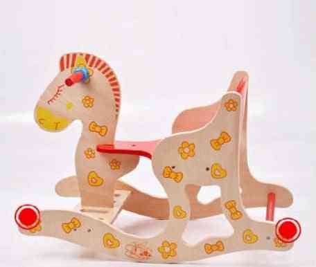 Drewniany konik na biegunach- zabawka edukacyjna dla niemowląt 1-5 lat prezent (1) -