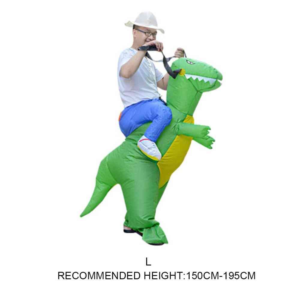 Uppblåsbara djur dinosaurie halloween festdräkt - tredimensionell rideable dinosaurie klänning - l - 150 * 195cm