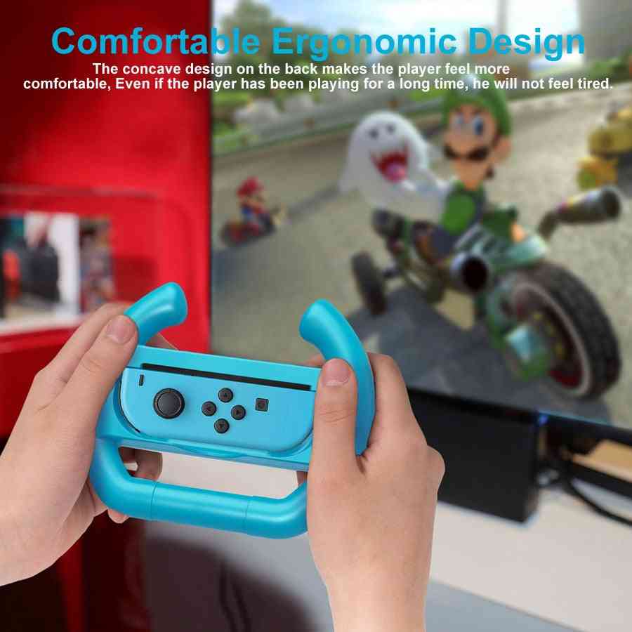 2pcs Volant de jeu de course Nintend Switch, Poignée de support Joy-Con pour accessoires de commutateur Nintendo - 2 Noir