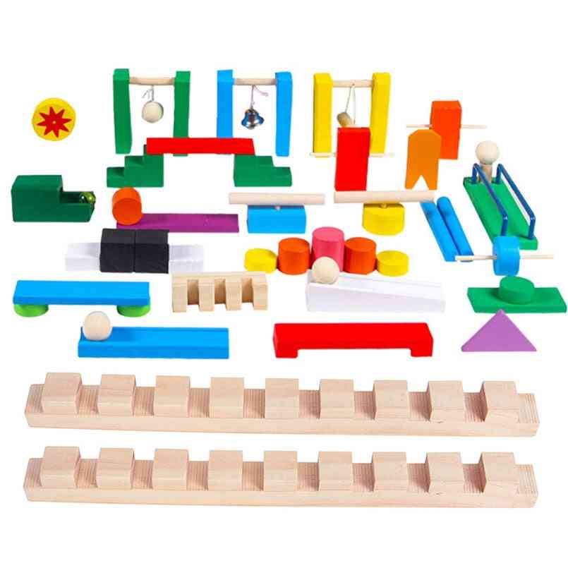 Houten domino instelling accessoires bouwstenen speelgoed voor kinderen - 2-delige kaartspeler
