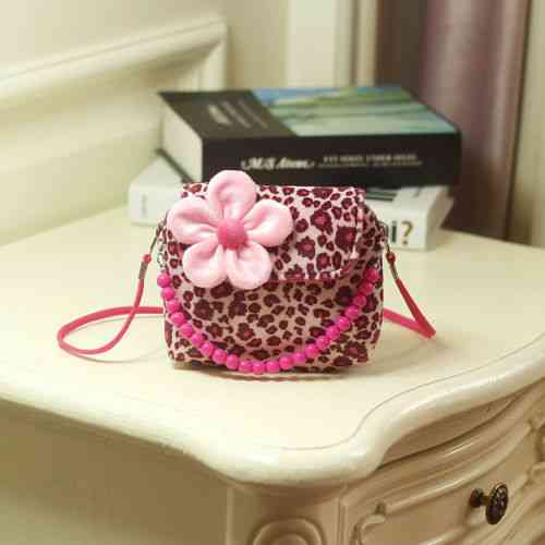 Ljubek otroški 3d cvet mini mini zadrga na rami, torbice v barvi leopard sladkarije