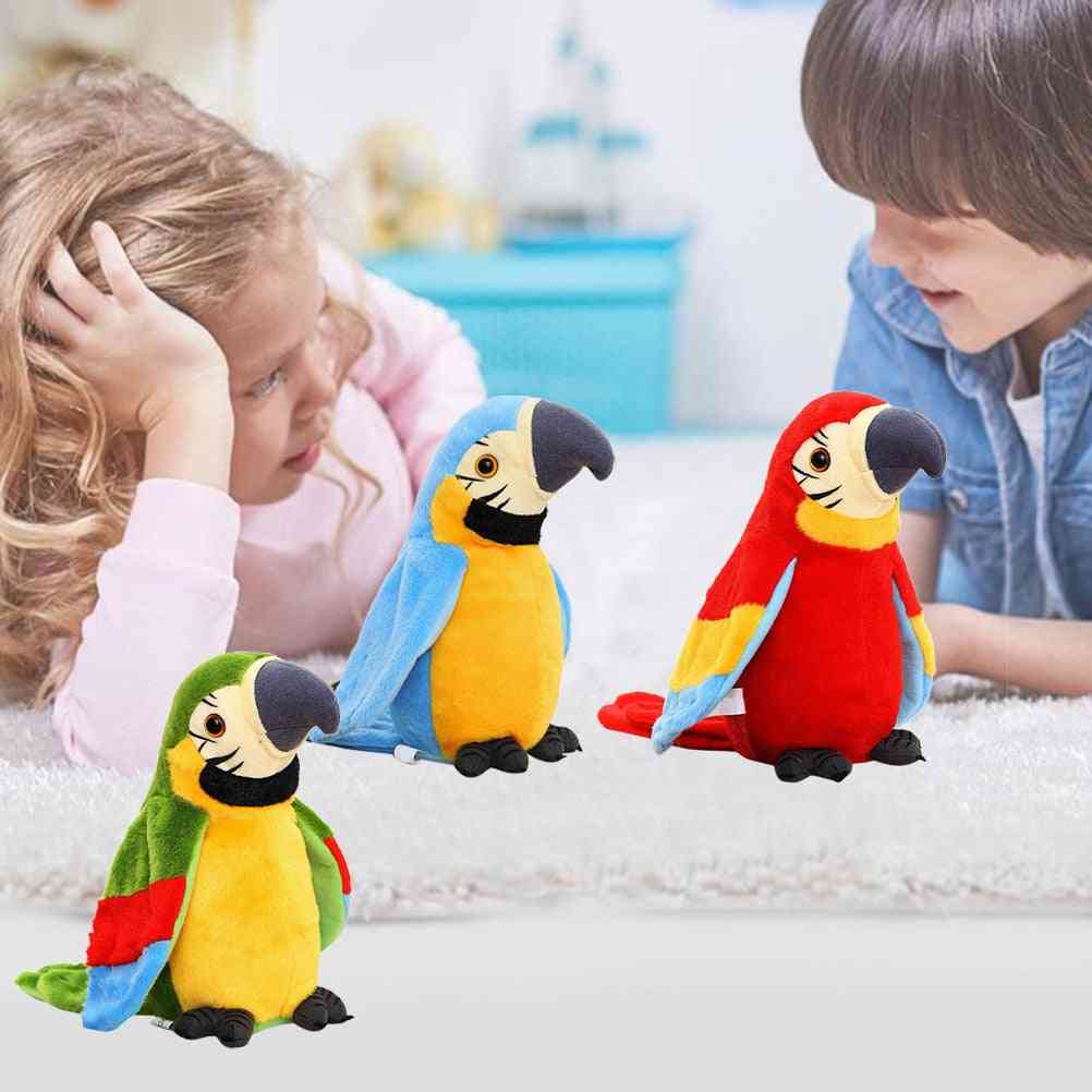 Elektryczna Gadająca Papuga Wypchana Pluszowa Zabawka Ptak Powtórzenie Dzieci Dzieci Prezenty Urodzinowe Dla Dzieci - Czerwony