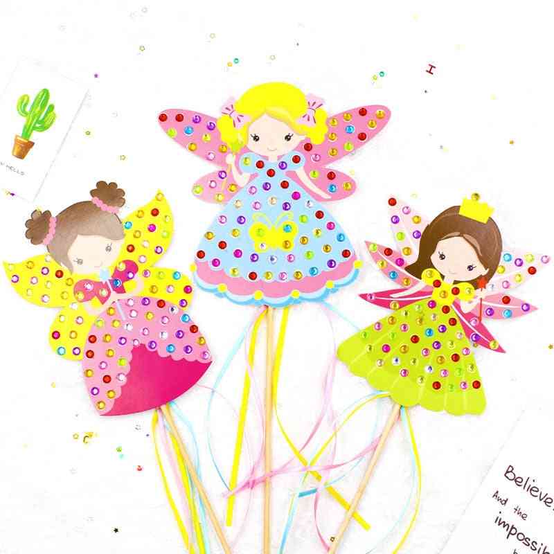 Barn diy eventyrpinne håndlaget prinsesse tryllepinne leketøy- håndlagde materialer pakke klistremerke jentegave - en