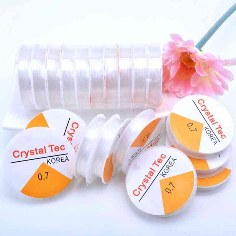 Corda elastica elastica trasparente di linea di cristallo, perline di perline con cordoncino per creazione di gioielli - 0,5 mm