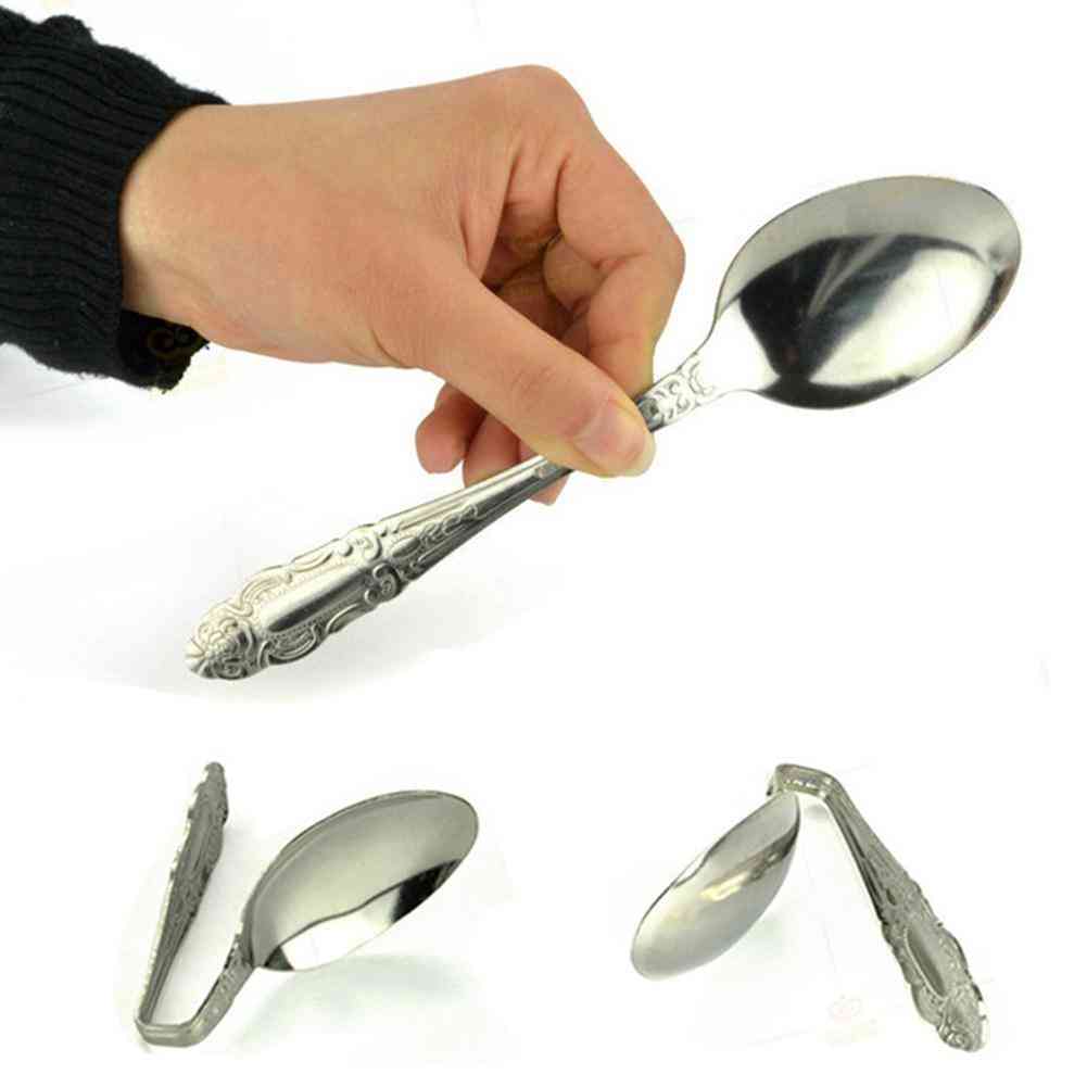Perfect Magic Trick Bend Spoon Bending, Gimmick Magician Street Stage (silver)