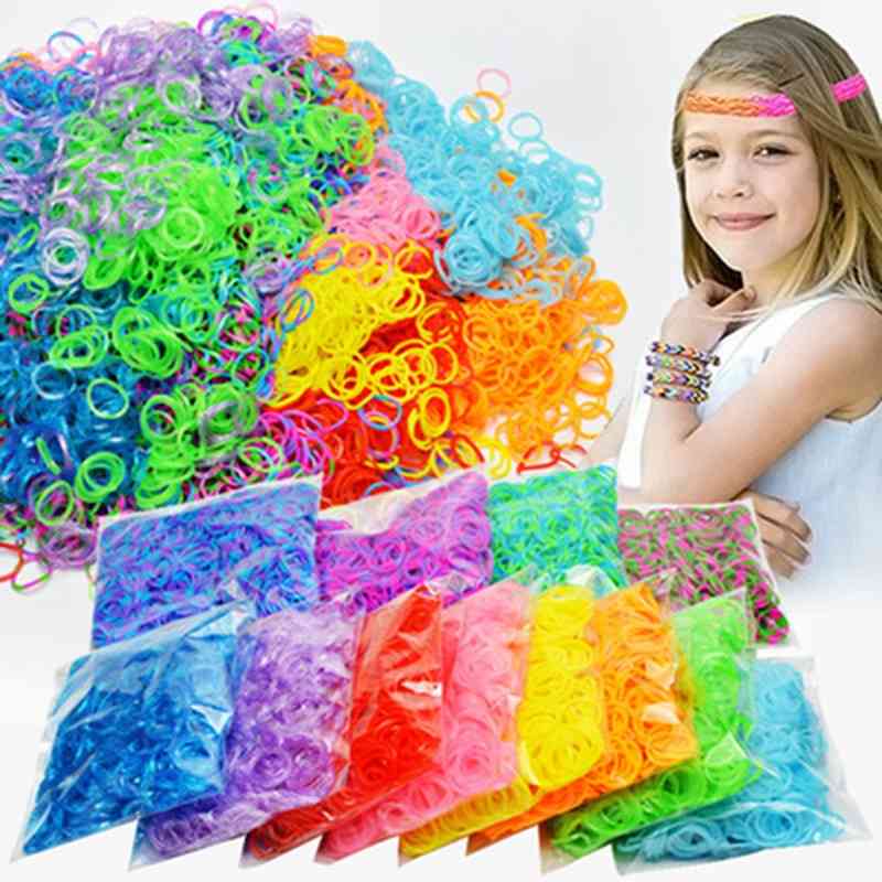 1800 st gummi vävstol band DIY leksaker för barn-snörning armband flickor gåva hår - en 1800 st band