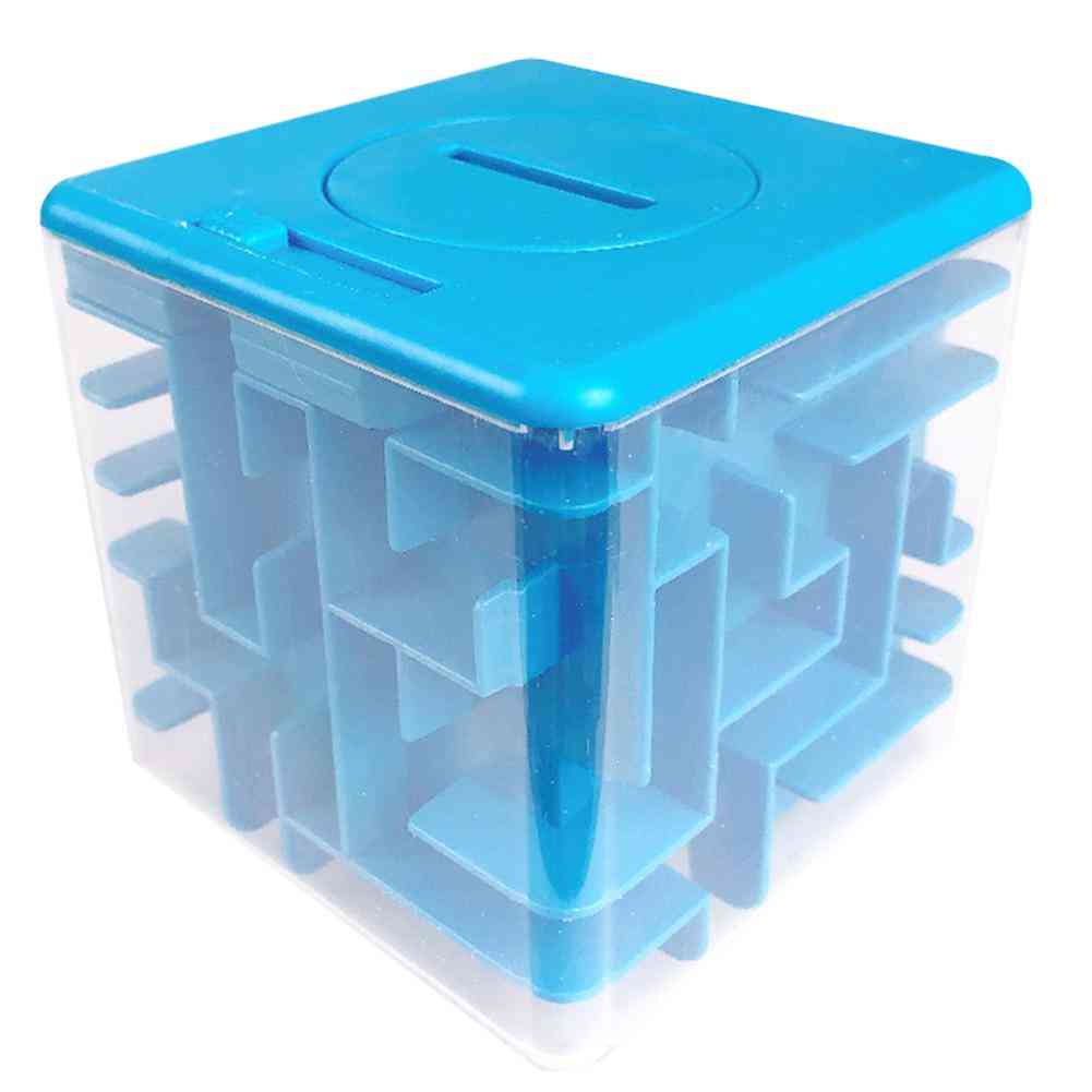 Cubo magico labirinto 3d trasparente - palla rotante di velocità puzzle a sei facce, giocattoli per l'educazione dei bambini - blu profondo