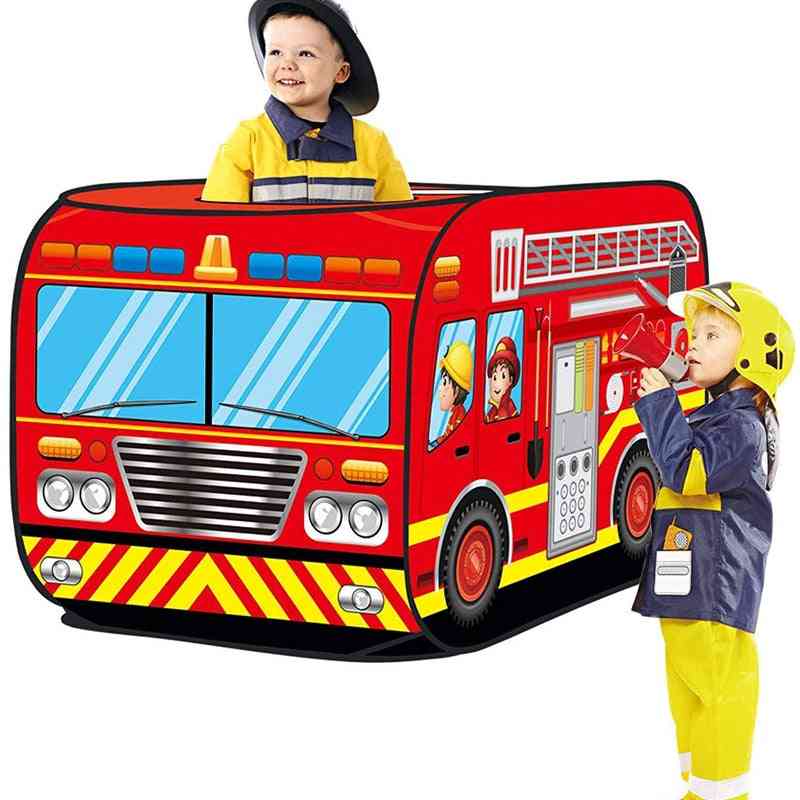 Game House Play Tent Fire Truck And Police Bus Foldable Pop Up Toy