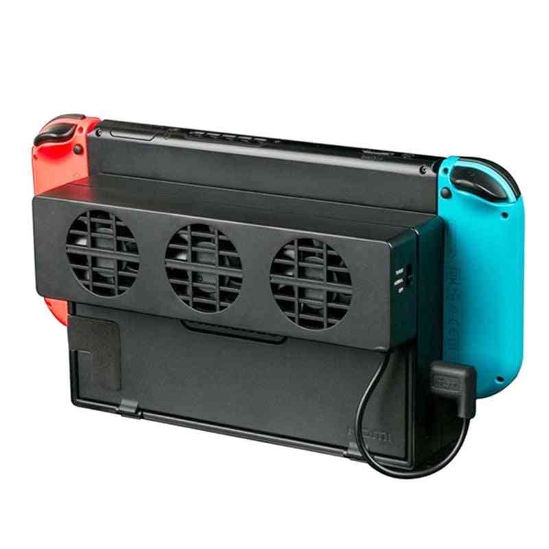 Køleventilator til Nintendo switch ns stand spilkonsol dock køler med 3-blæser usb køleblæser nx (sort) -