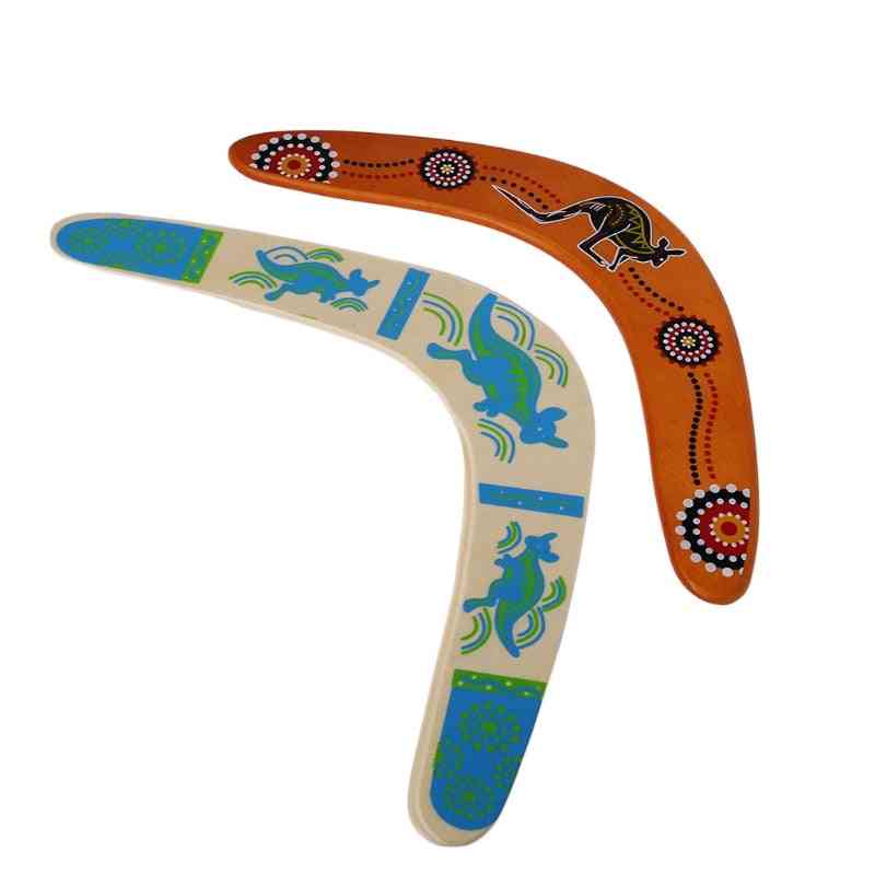 Kangaroo Printed, V Shaped Throwback-wooden Boomerang For Outdoor Games