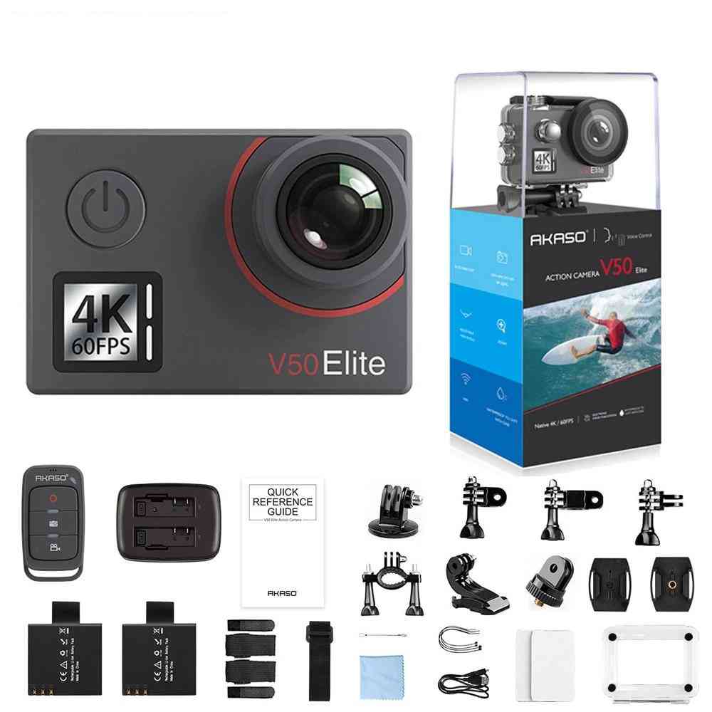 V50 elite native 4k / 60fps, 20mp ultra hd 4k, caméra d'action sport wifi commande vocale à écran tactile, eis 40m, caméra étanche -