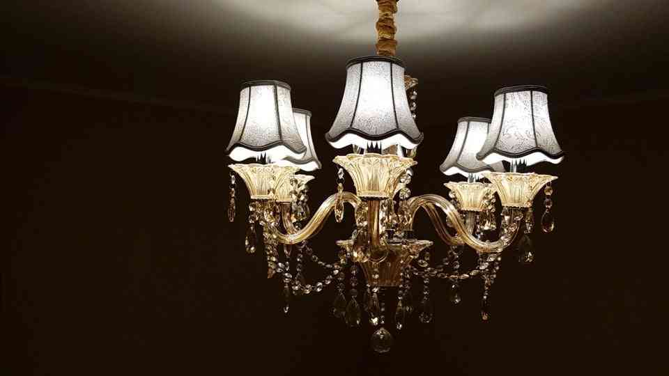 Vintage Cloth Lamshade - Crystal Candle Chandelier Wall Lamps