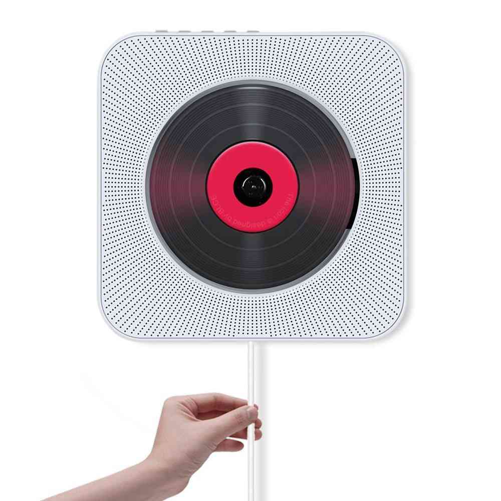 U disk music reproductor de cd montado en la pared, parlantes bluetooth interruptor con control remoto (blanco) -
