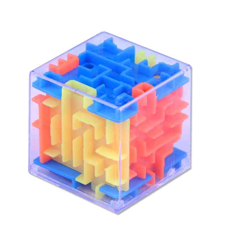 Tobefu 3d labyrint magisk terning- gennemsigtig seks-sidet puslespil hastighed rullende boldspil legetøj til børn uddannelsesmæssige - blå