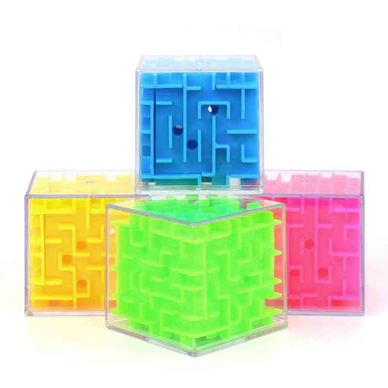 Tobefu 3d maze magic cube- transparente de seis lados rompecabezas velocidad rolling ball juego juguetes para niños educativos - azul