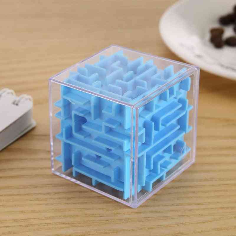 Tobefu 3d labirinto cubo mágico - quebra-cabeça de seis lados transparente brinquedos de jogo de bola rolante para crianças educacional - azul