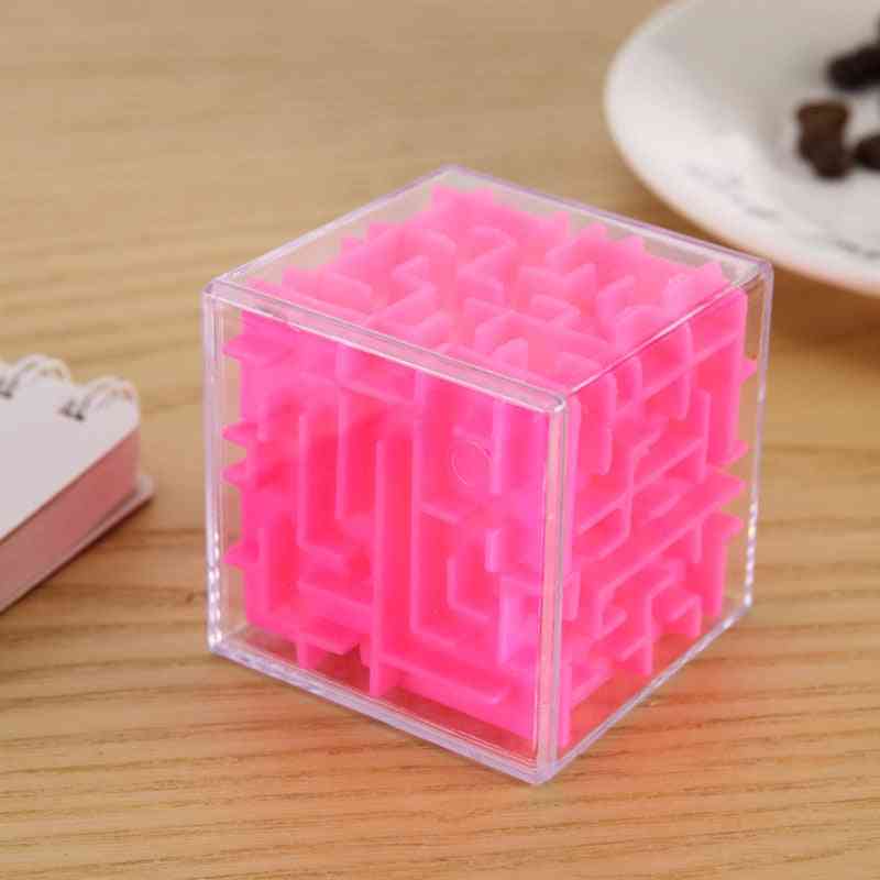 Tobefu 3d labirinto cubo mágico - quebra-cabeça de seis lados transparente brinquedos de jogo de bola rolante para crianças educacional - azul