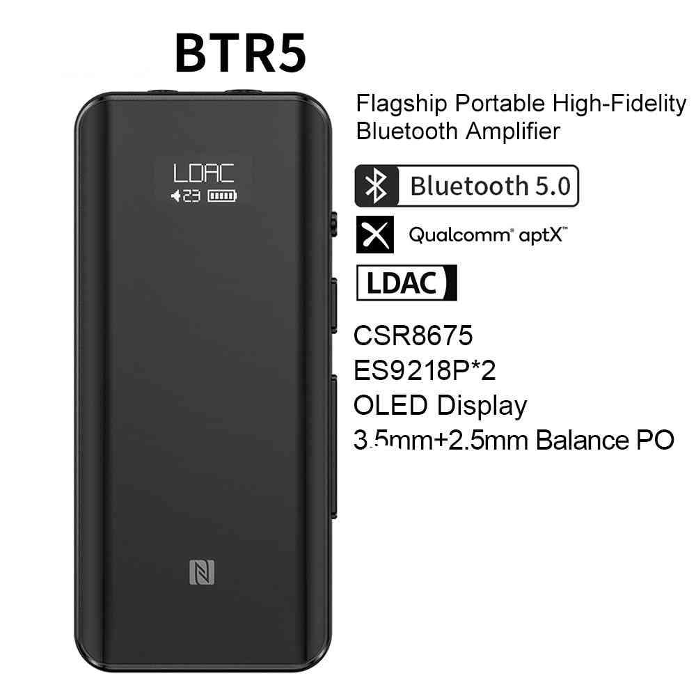 Btr5 s pouzdrem 24 bit hi-res bluetooth 5.0 přijímač / usb dac / dsd256, sluchátkový zesilovač s ldac, aptx hd (3,5 mm / 2,5 mm) (btr5 a sk-btr5)