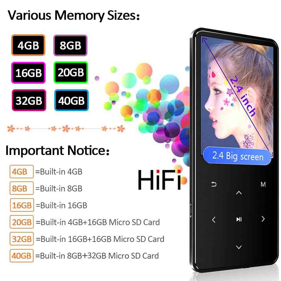 Mp4 Music Player With Bluetooth/fm Radio/built-in Speaker - Touch Keys