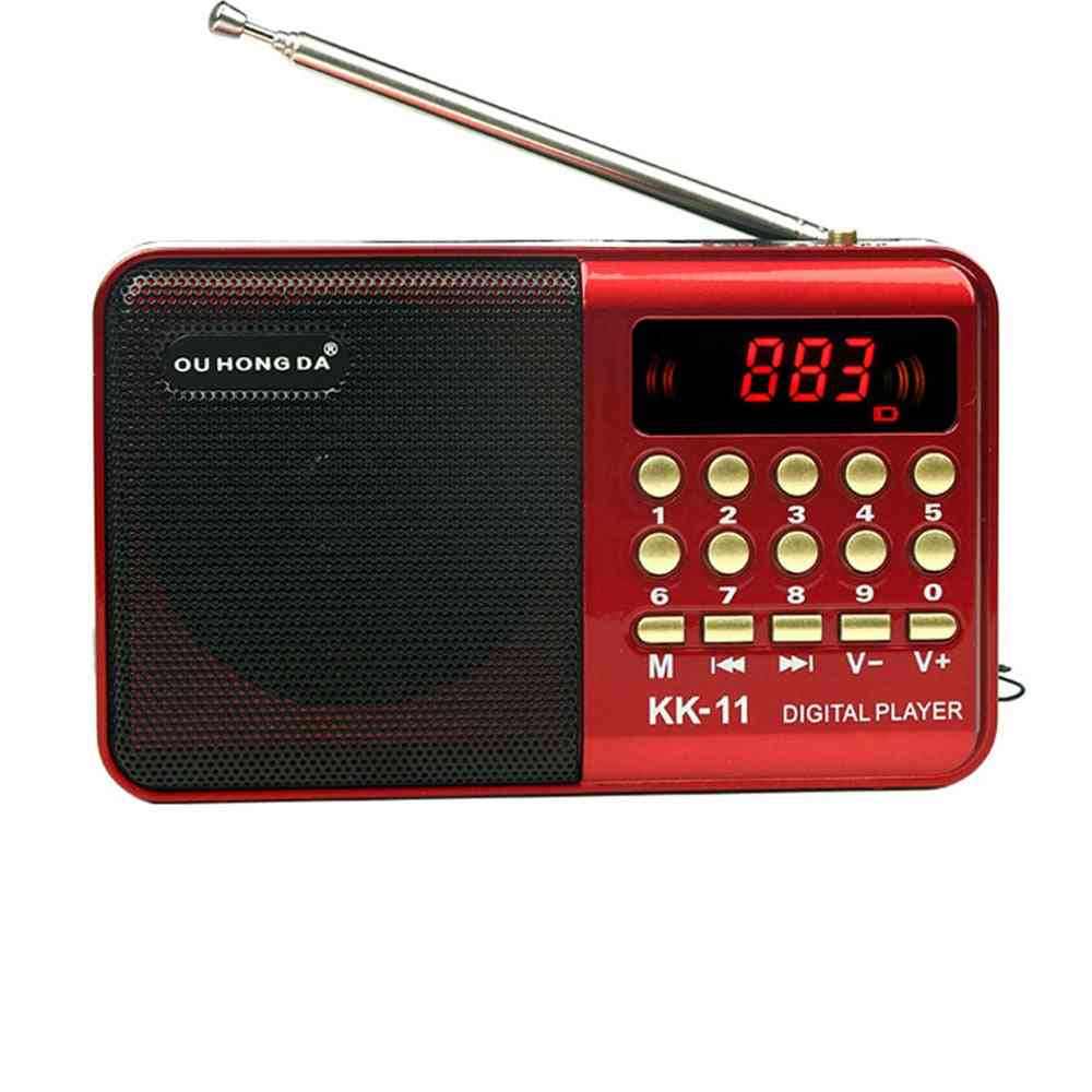 Altavoz de radio digital portátil- mini radio fm usb, tf reproductor de música mp3 antena telescópica receptor de bolsillos manos libres exterior k11 (kk-11) -