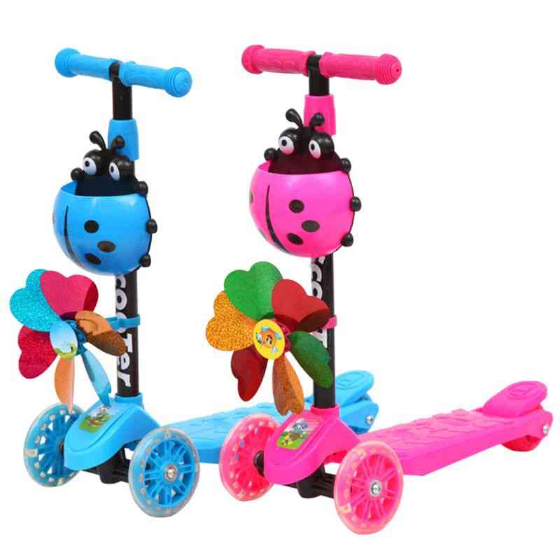 Windmill Ladybug Scooter Foldable And Adjustable Height Lean To Steer Wheel Toy