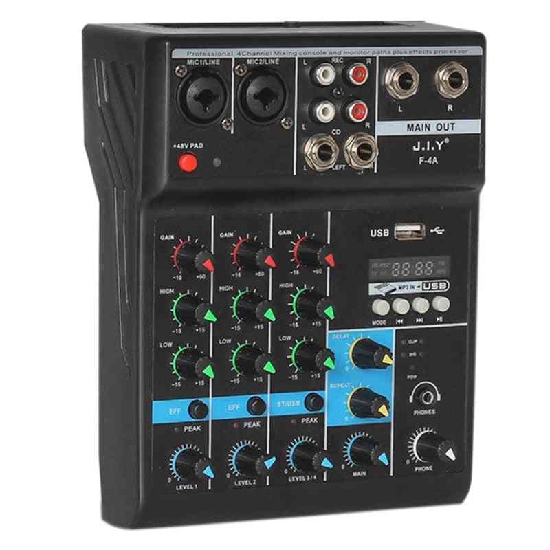 Professional 4 Channel Bluetooth Mixing Dj Console With Reverb Effect