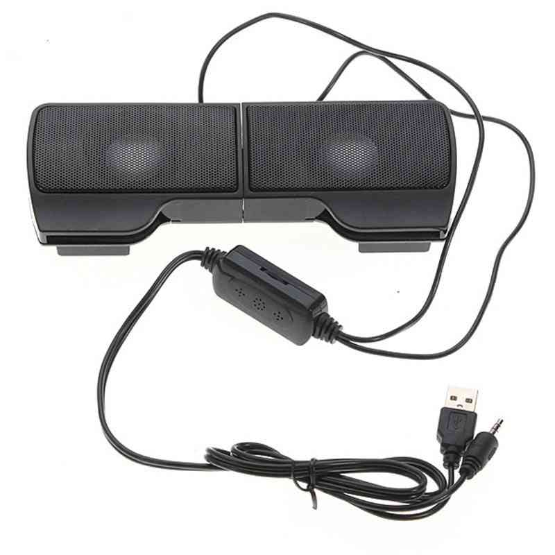 1 pari mini kannettava clipon USB-stereokaiuttimet linjaohjain soundbar kannettavan mp3-puhelimen musiikkisoitin-tietokoneelle, jossa klipsi (musta) -