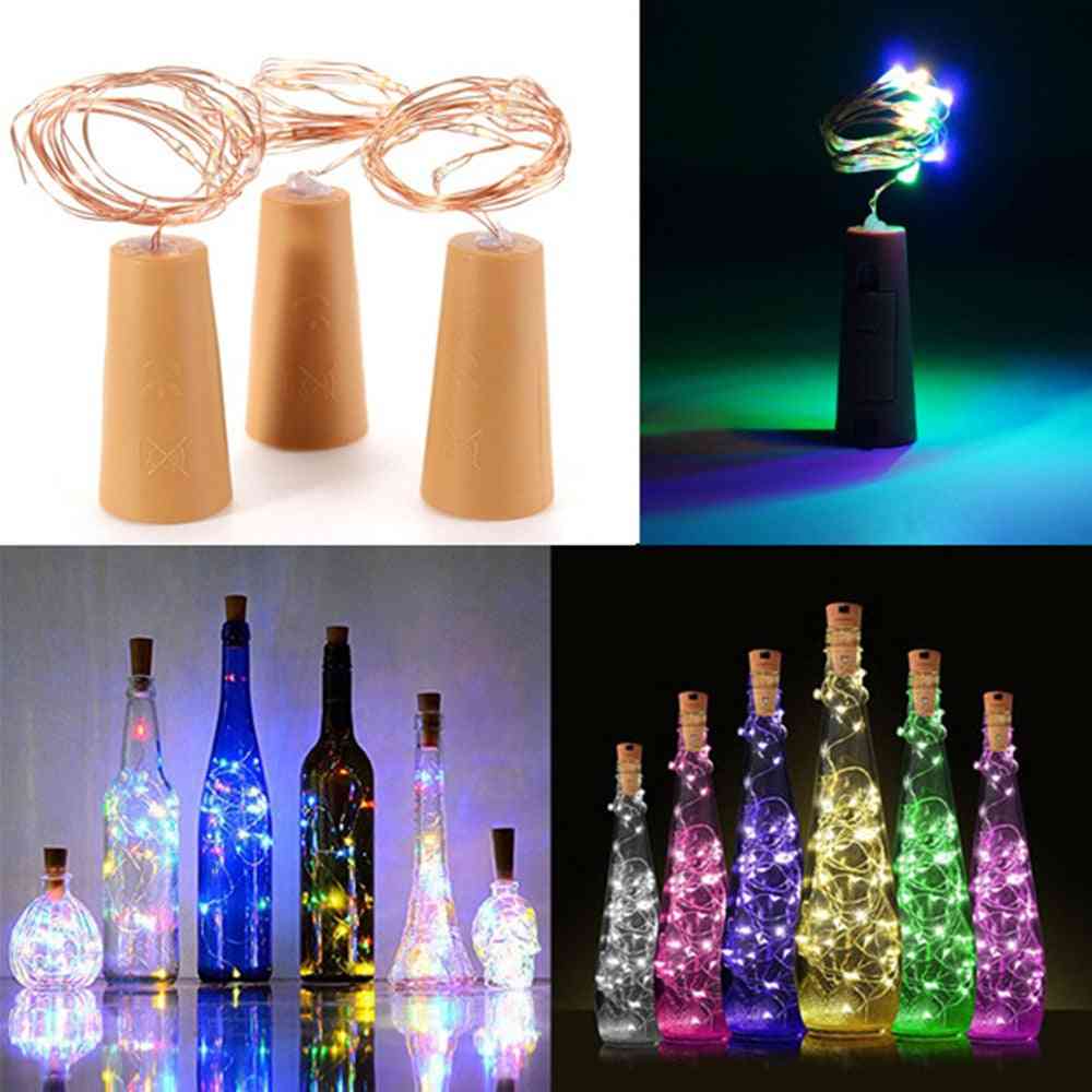 Luz de botella de corcho a batería, barra de hilo LED de bricolaje, tira de tapón de fiesta de cumpleaños - blanco cálido / 1 m